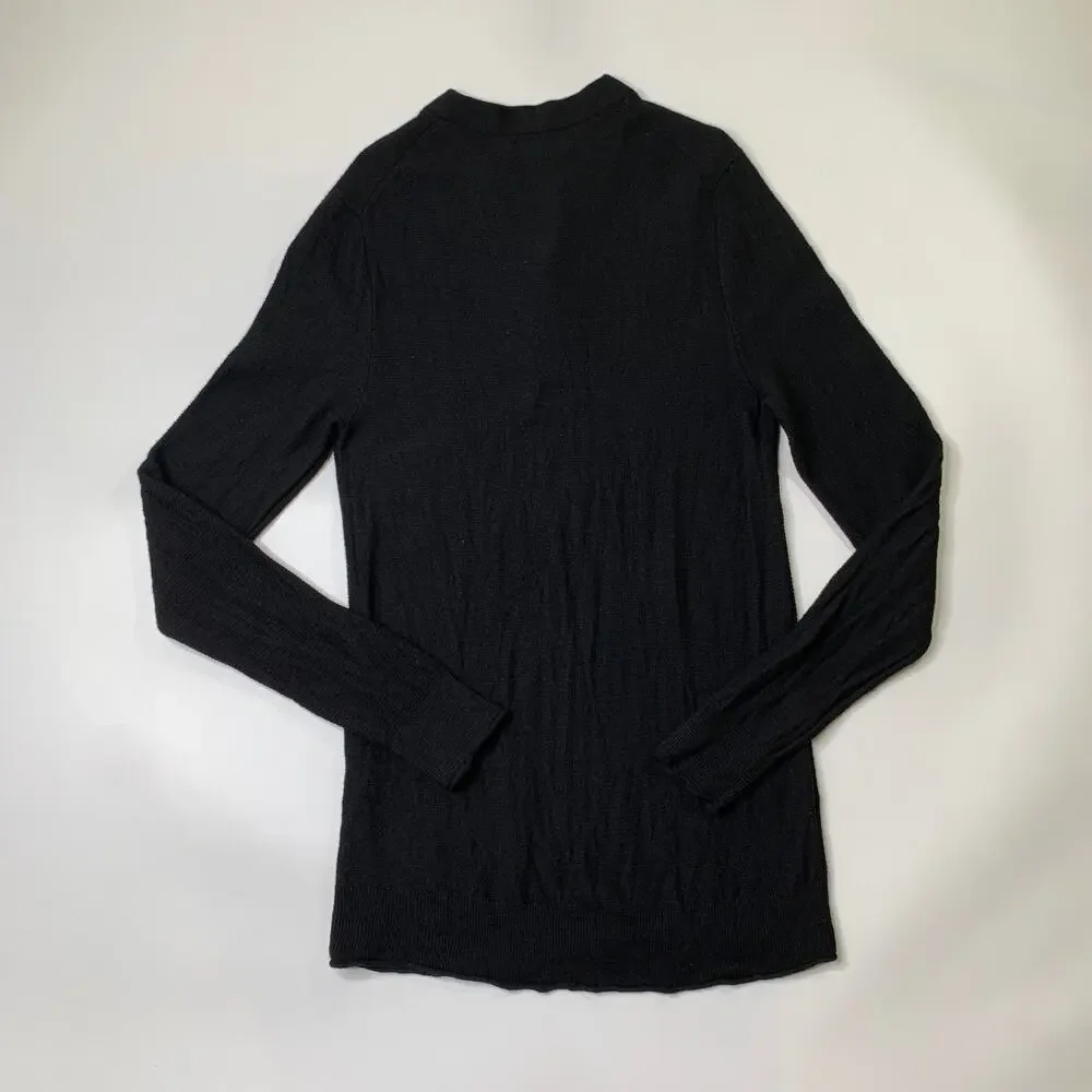 Bonobos Sweater Mens L Large Black Merino Wool Henley SLIM Fit Knit Pullover